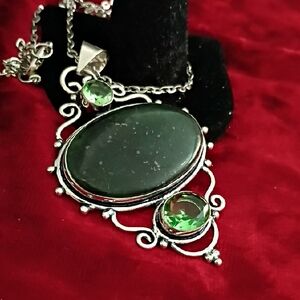 Gorgeous Huge Nephrite Jade And Peridot Pendant 💎🤩